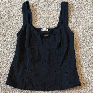 Free People Black Eyelet Blouse